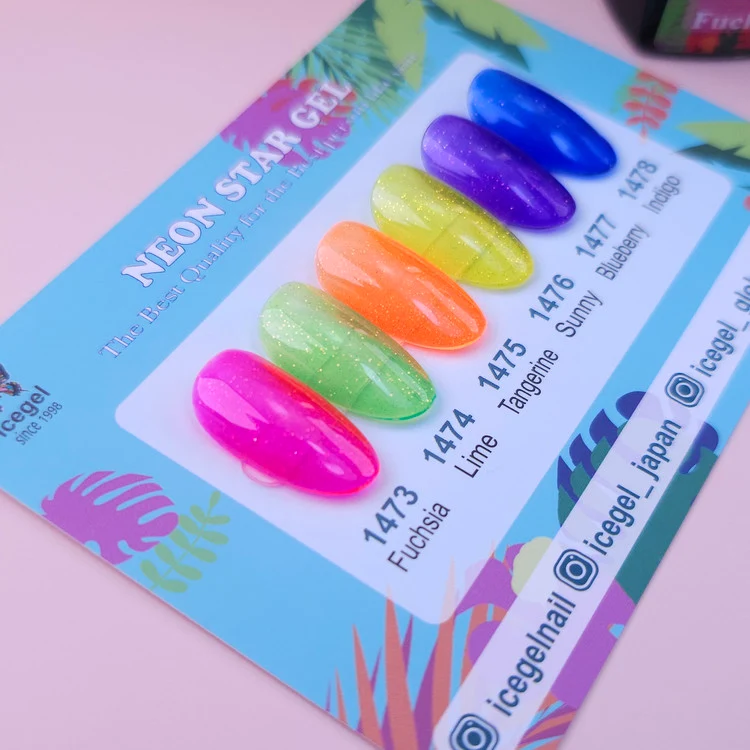 ICEGEL Neon star gel nail polish 1473-1478