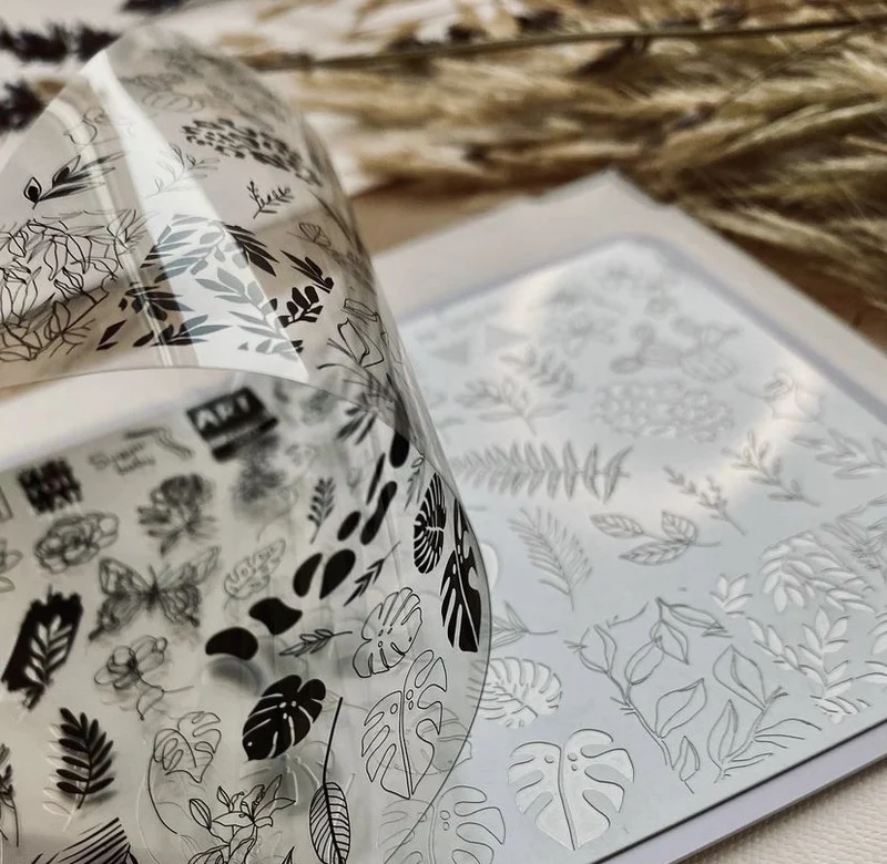 0001 Matte stamping schablone + design blatt ART STAMPING