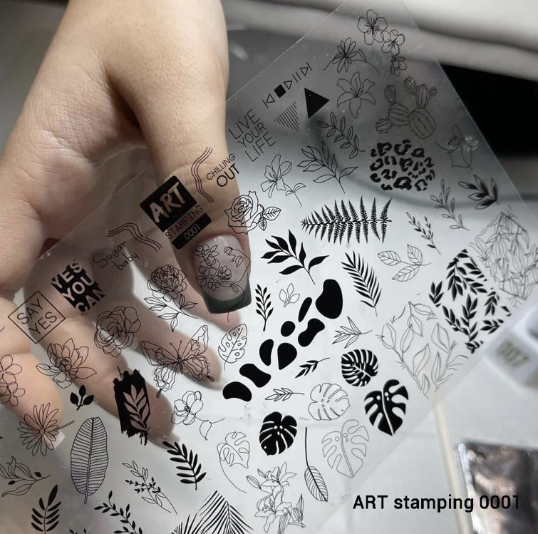 0001 Matte stamping schablone + design blatt ART STAMPING