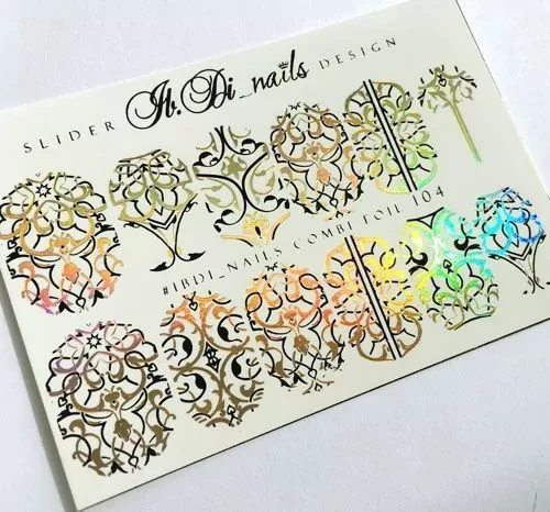 IBDI Combi Foil abstract gold and black nail decals / sliders #Combi Foil 104