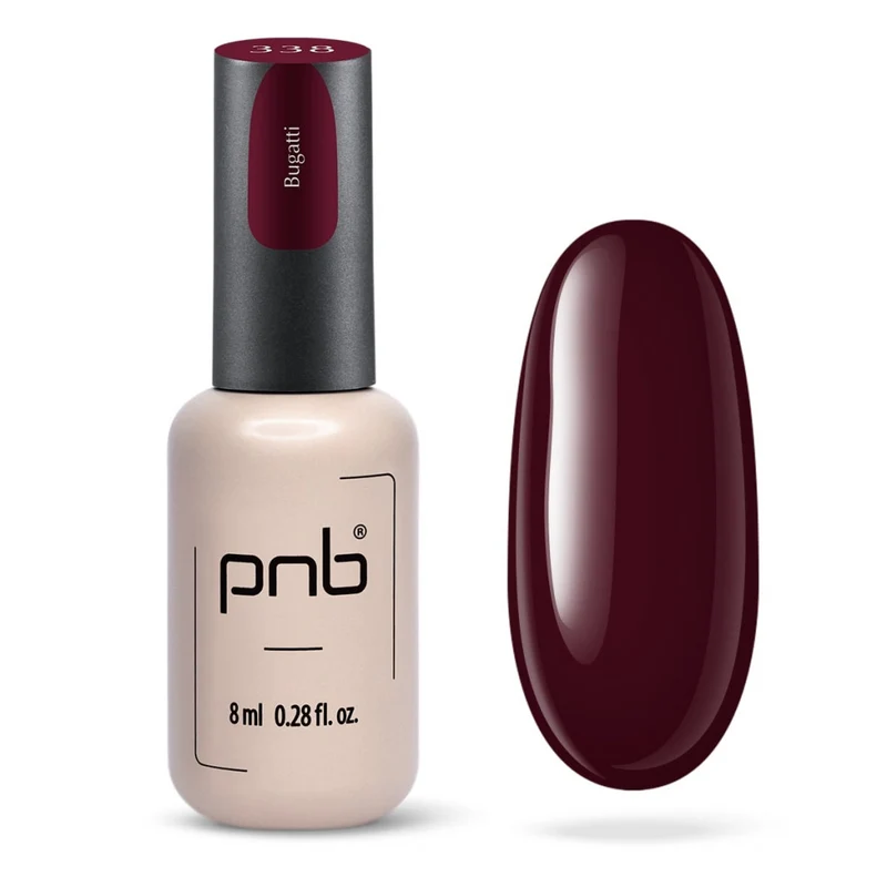 PNB dark red gel nail polish 338 Bugatti
