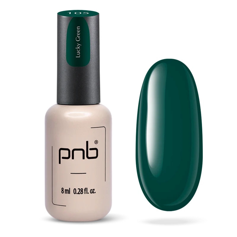 PNB green gel nail polish 105 Lucky Green