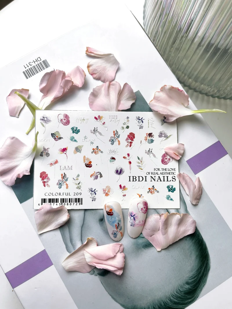 IBDI Flower nail decals / stickers for summer nail art and tropical nails #Colorful 209