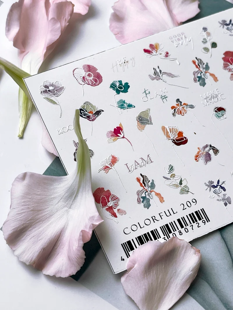 IBDI Flower nail decals / stickers for summer nail art and tropical nails #Colorful 209