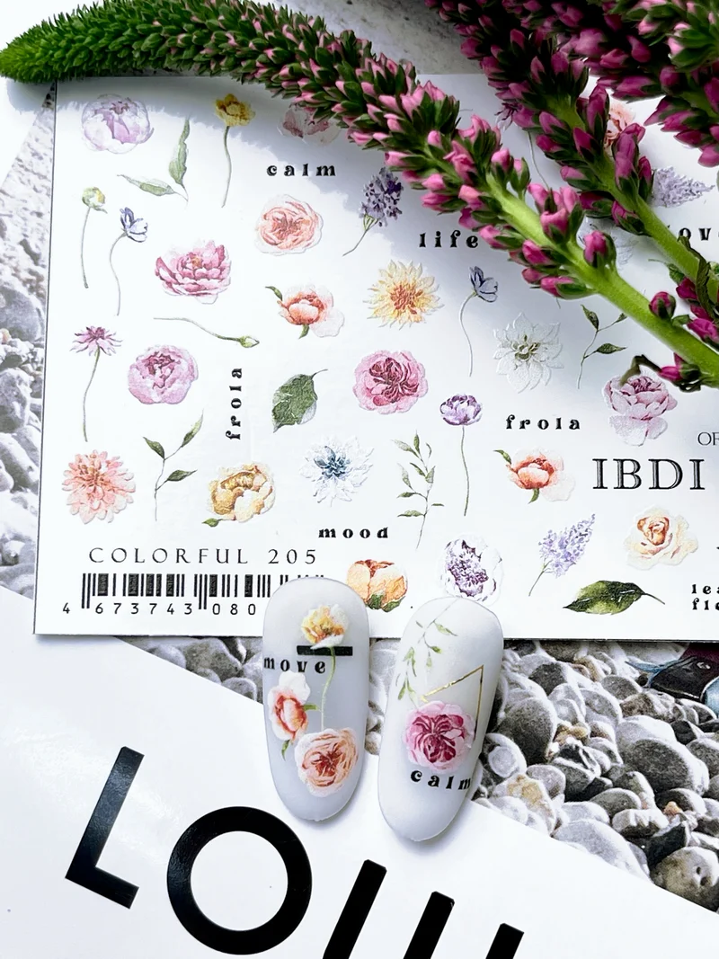 IBDI Flower nail decals / stickers for summer nail art #Colorful 205