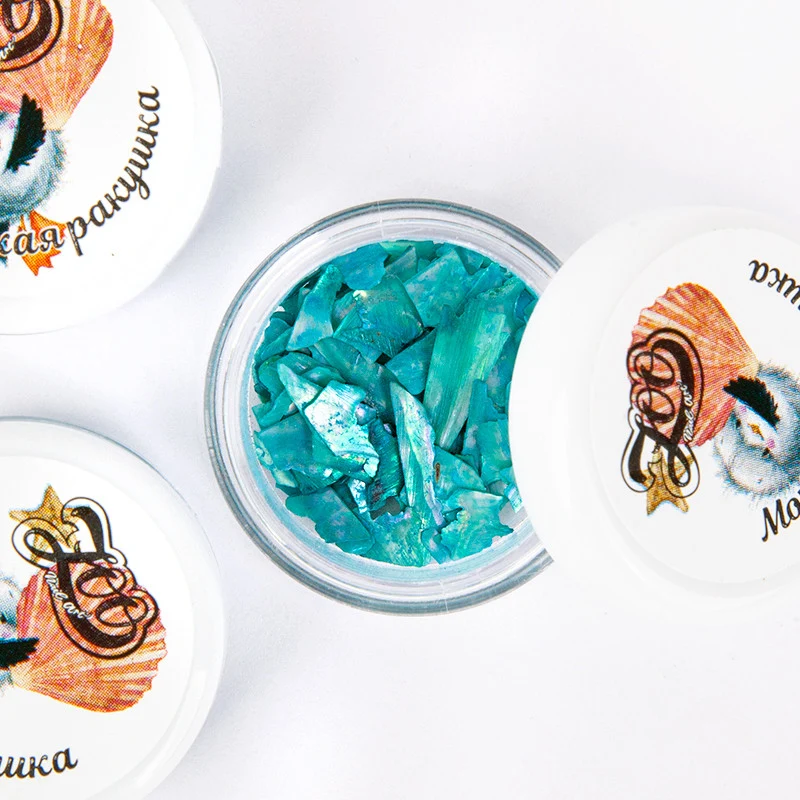 Türkis Muschelsplitter — Perlmutt Nailart ZooNail