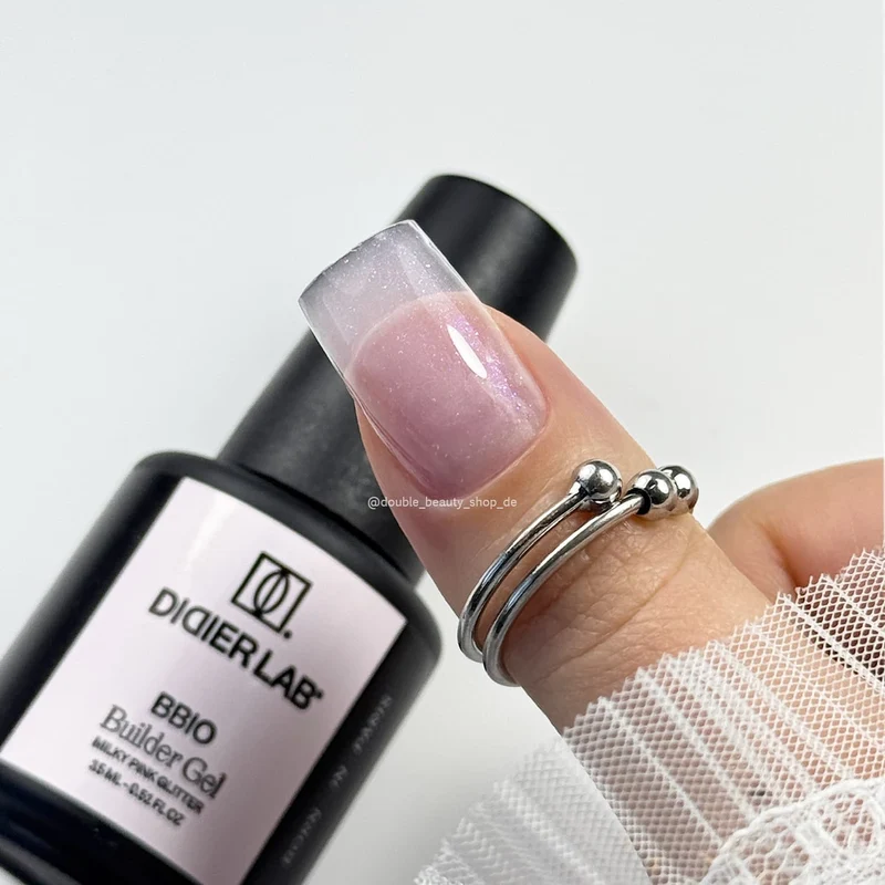 MILKY PINK GLITTER - BUILDER BOTTLE GEL BBIO (OHNE HEMA) 15 ml Didier Lab