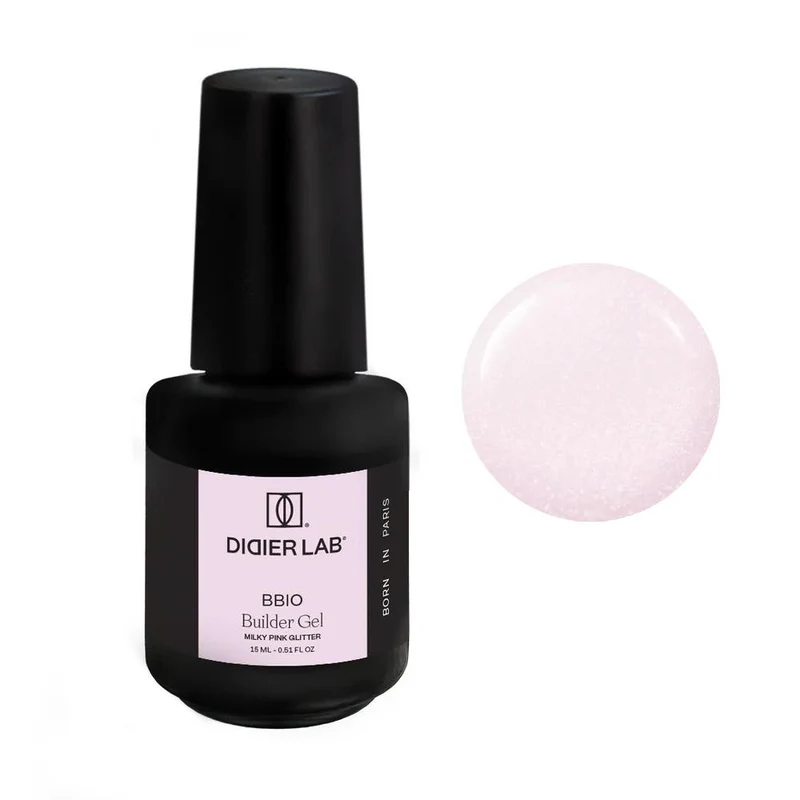 MILKY PINK GLITTER - BUILDER BOTTLE GEL BBIO (OHNE HEMA) 15 ml Didier Lab