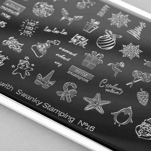 Swanky Stamping Christmas nail plates, nail art plate 016