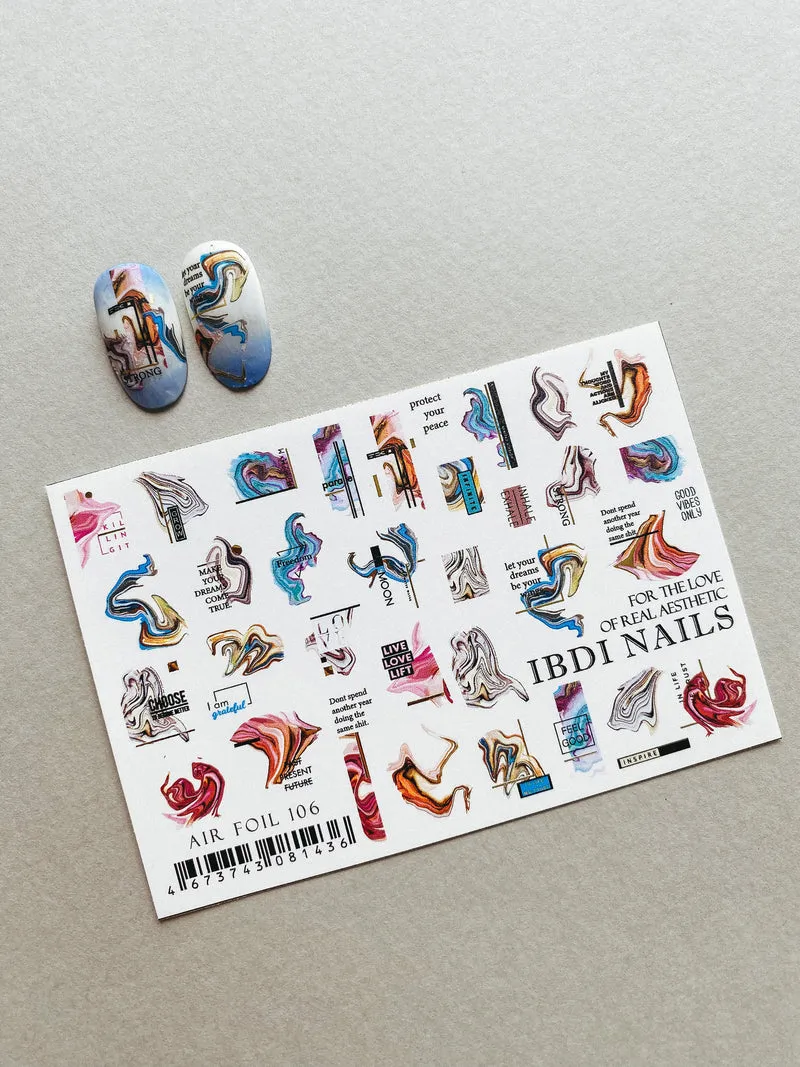 IBDI Abstract foil nail decals / stickers #Air foil 106
