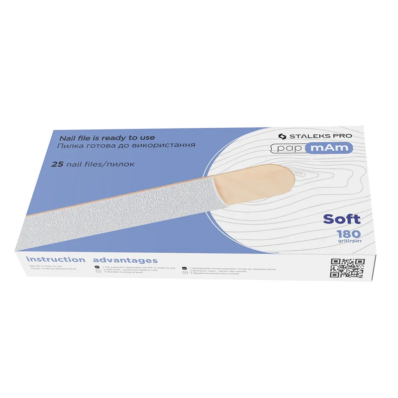 STALEKS PRO Soft Reusable nail file 25 pack, Straight, 100, 180, 240 grit, base required, manicure nail tools DFCE-20