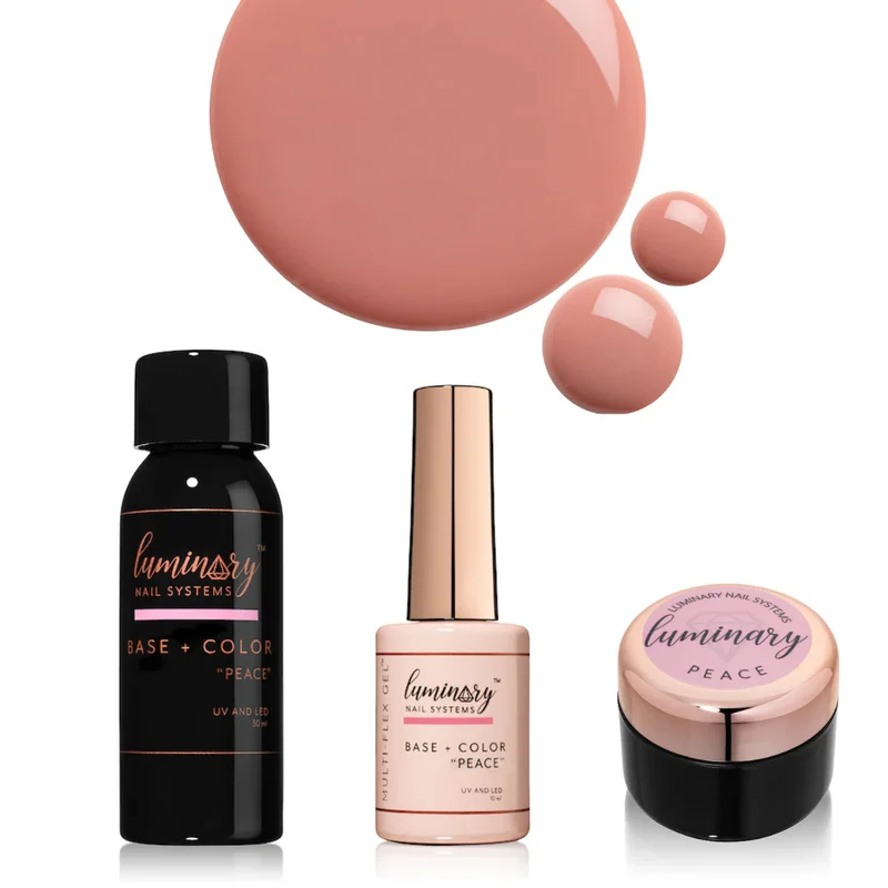 Luminary Sheer nude base coat gel nail polish "Peace" multi flex 10ml, 30ml, or set with top coat