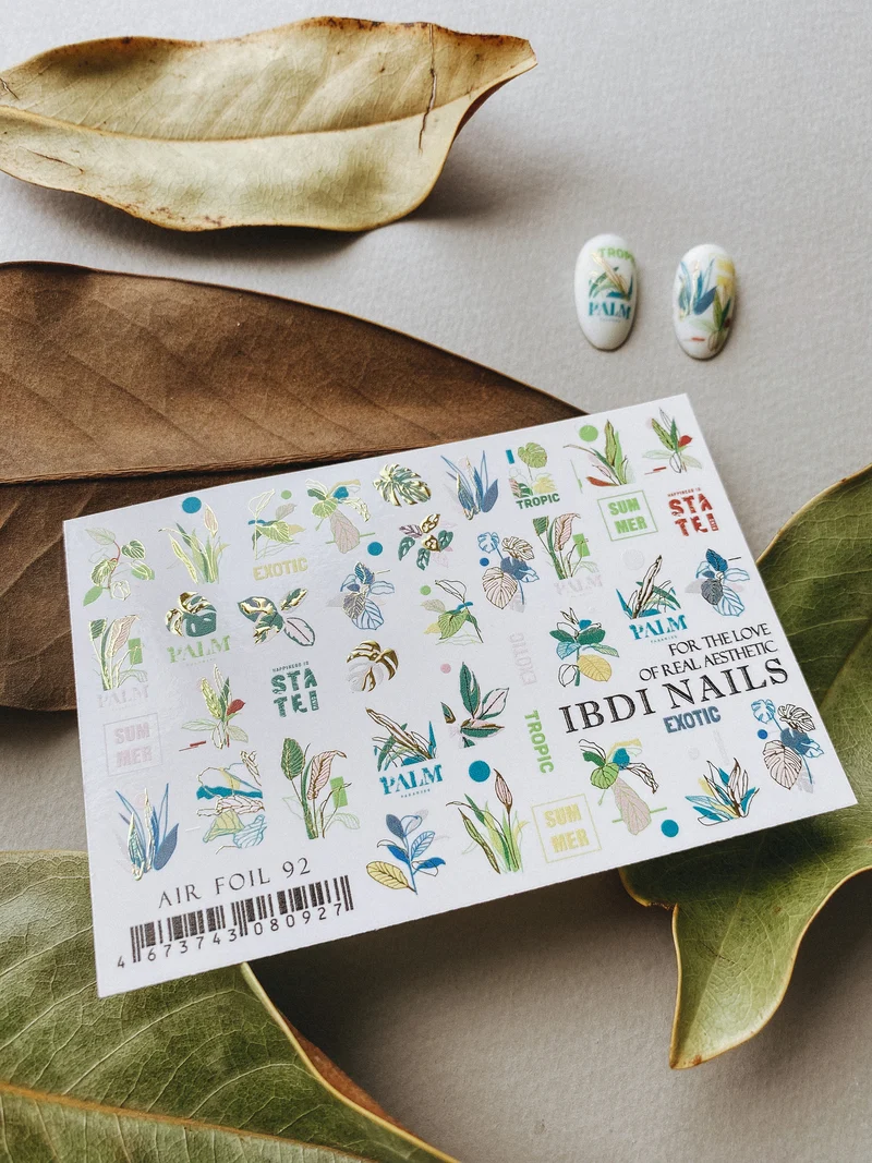 IBDI Flower nail decals / stickers for Summer nail art and tropical nails #Air foil 92