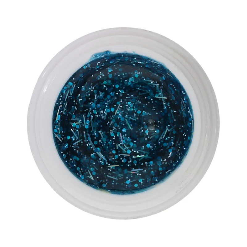 #477 Premium-GLITTER Color Gel 5ml Türkis mit türkisem Glitter und silbernen Fäden