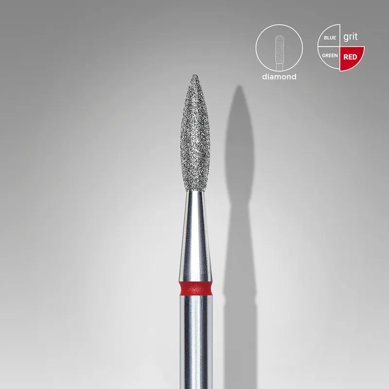 STALEKS PRO Flame drop, Diamond e-file nail drill bits 2.1mm FA11R021/8 – Soft grit, manicure nail tools, Russian manicure nail drill bits, cuticle cutter