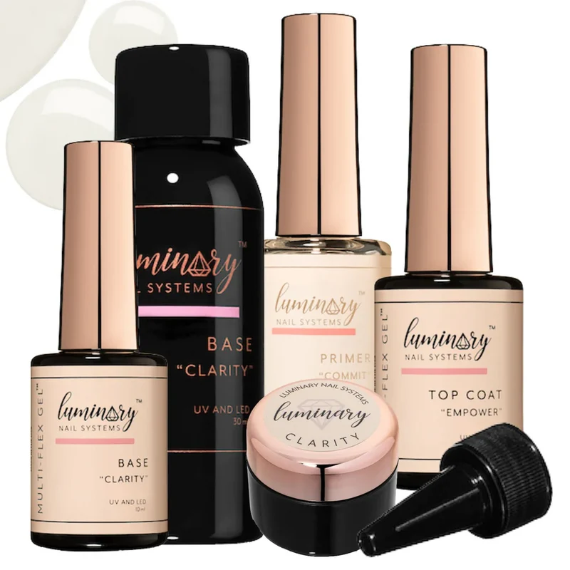 Luminary Clear base coat gel nail polish "Clarity" multi flex 10ml, 30ml , 8oz, or sets