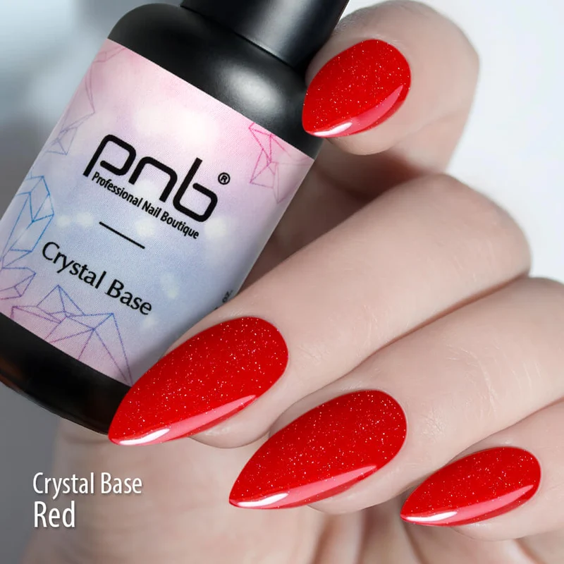 PNB Crystal Base Red gel nail polish