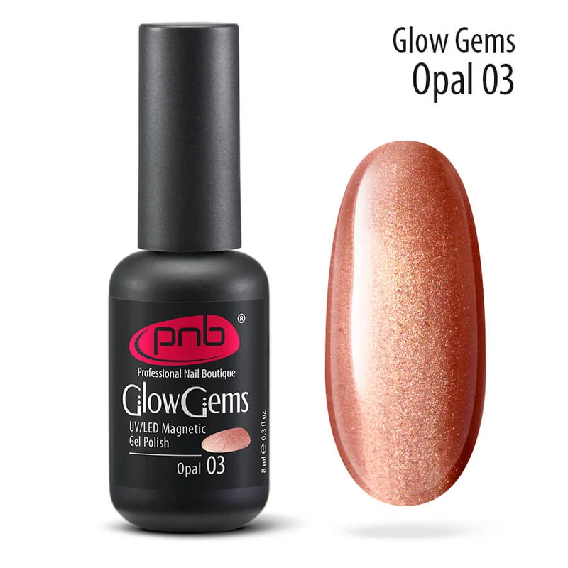 PNB Glow gems Opal orange cat eye gel nail polish