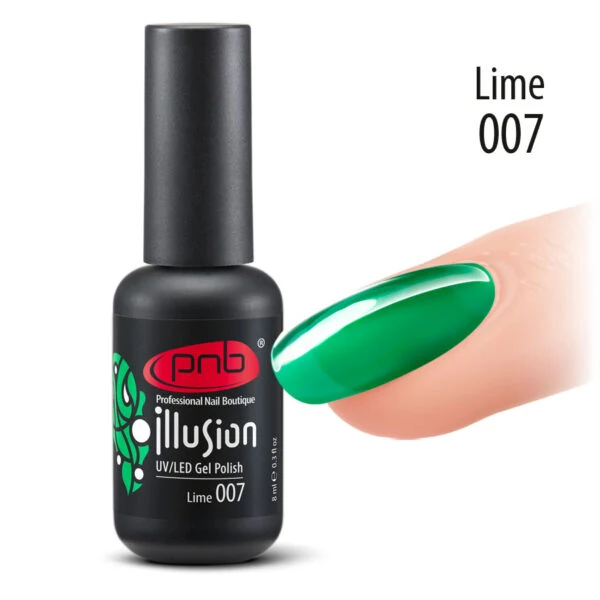 PNB Stained Glass Lime Green gel nail polish 007, mini