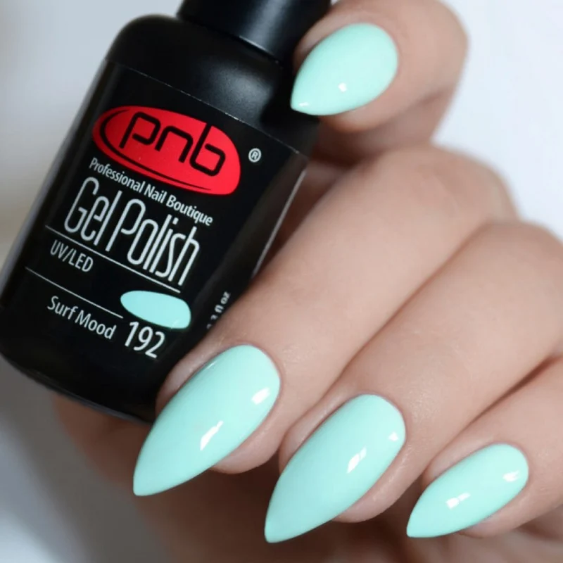 PNB mint green gel nail polish 192 Surf Mood