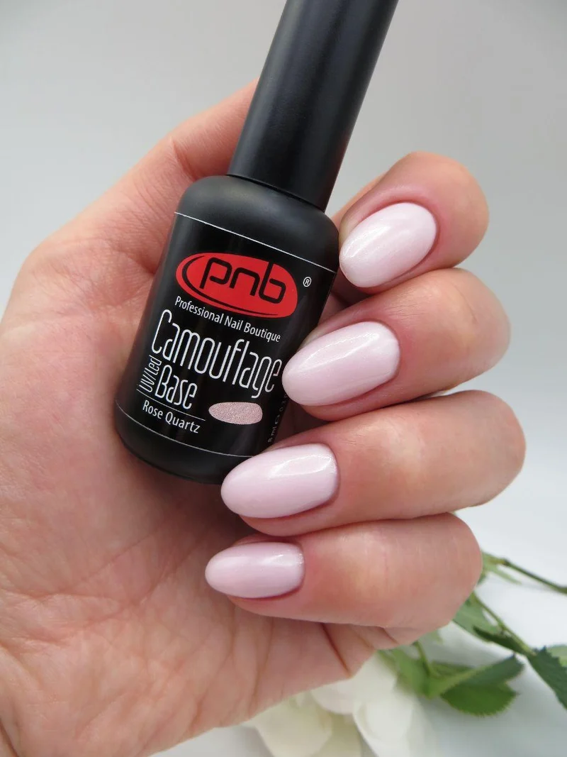PNB Camouflage base coat gel nail polish Rose quartz