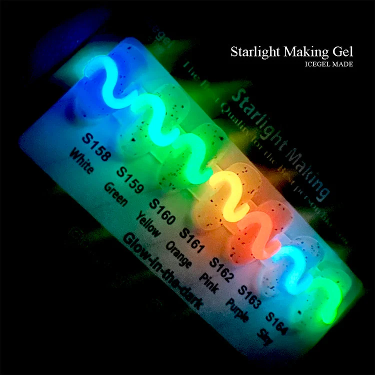 ICEGEL Starlight making glow in the dark gel nail polish S158-S164