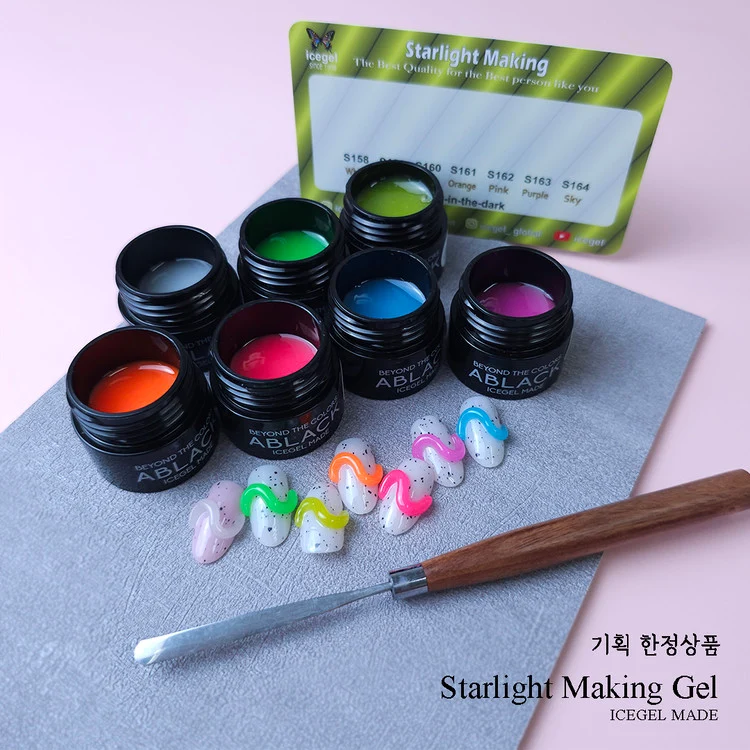 ICEGEL Starlight making glow in the dark gel nail polish S158-S164