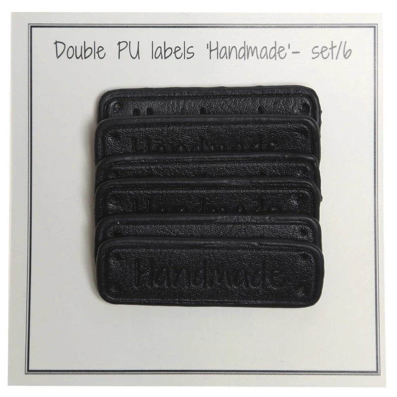 PU-Leder Etikett "Handmade" 5 x 1,5 cm