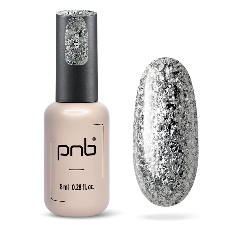 PNB silver glitter gel nail polish 185 Silver