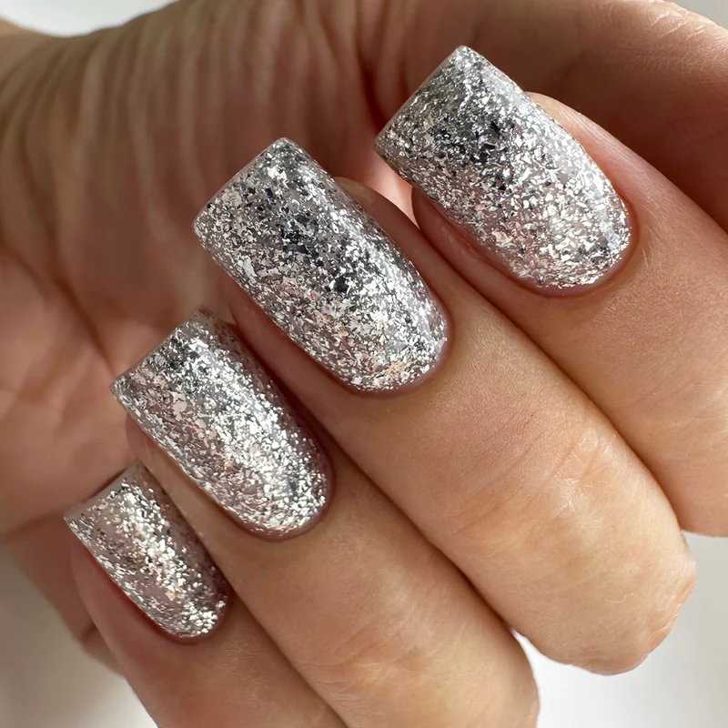 PNB silver glitter gel nail polish 185 Silver