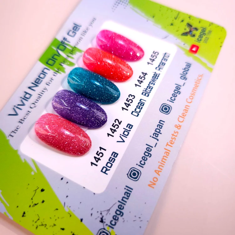 ICEGEL Flash on / off vivid neon gel polish 1451-1455