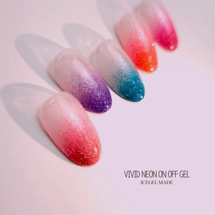 ICEGEL Flash on / off vivid neon gel polish 1451-1455