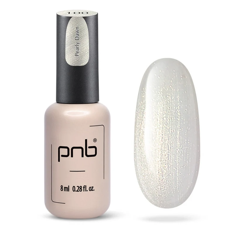 PNB sparkling white gel nail polish 100 Pearly Dawn