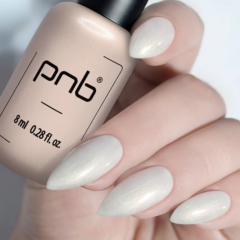 PNB sparkling white gel nail polish 100 Pearly Dawn