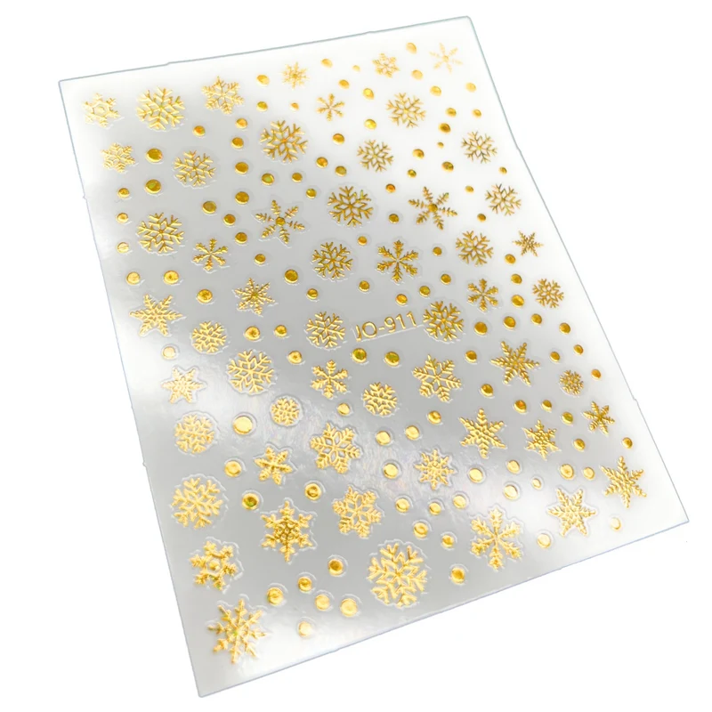 Gold holographic snowflake nail stickers for nail art