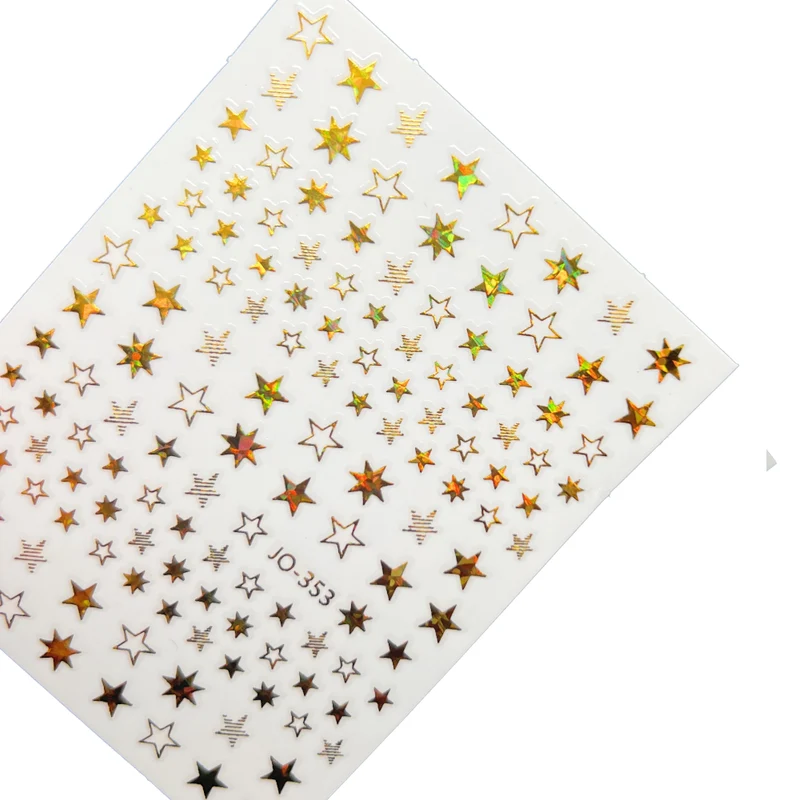 Gold holographic star nail stickers for nail art