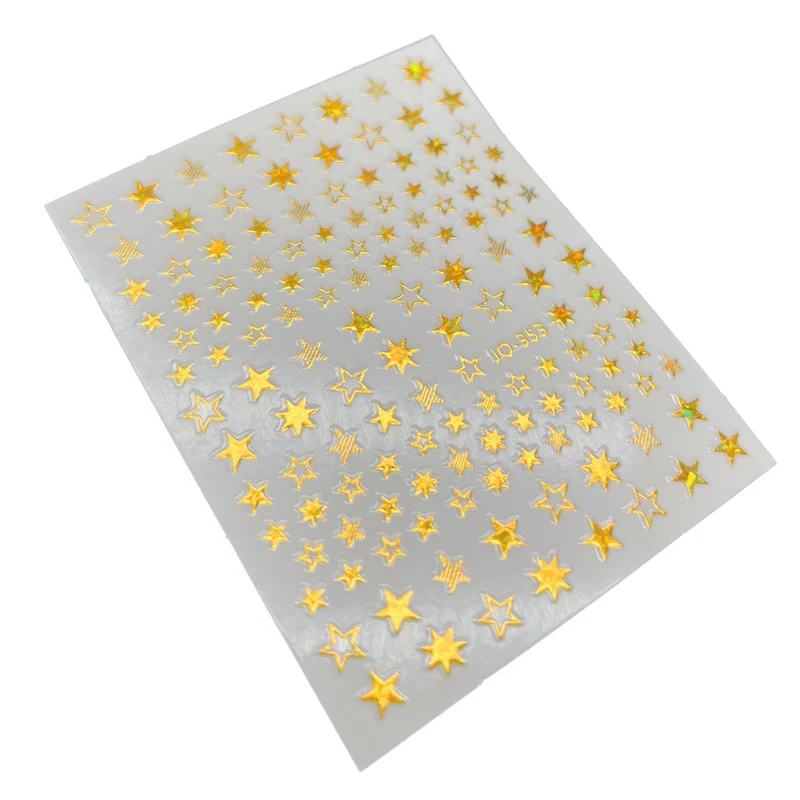 Gold holographic star nail stickers for nail art