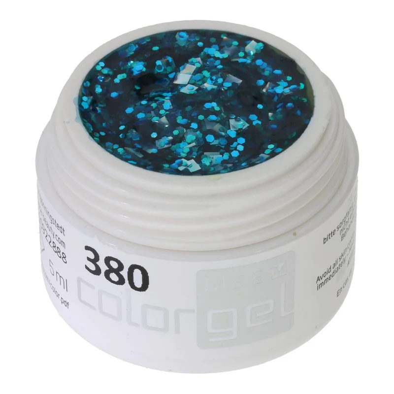 #380 Premium-GLITTER Color Gel 5ml Silbernes Glittergel mit Türkisakzenten
