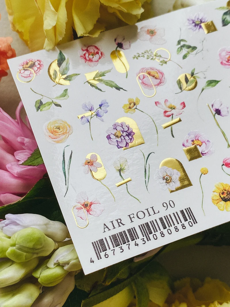 IBDI Flower nail decals / stickers for Summer nail art and tropical nails #Air foil 90
