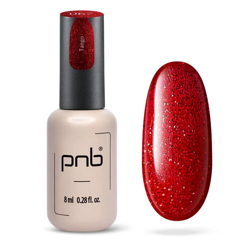 PNB sparkling red gel nail polish 067 Tango