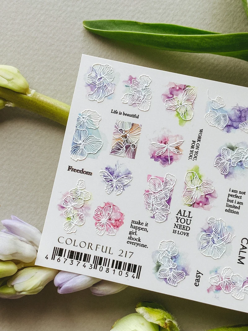 IBDI Flower nail decals / stickers for Summer nail art #Colorful 217