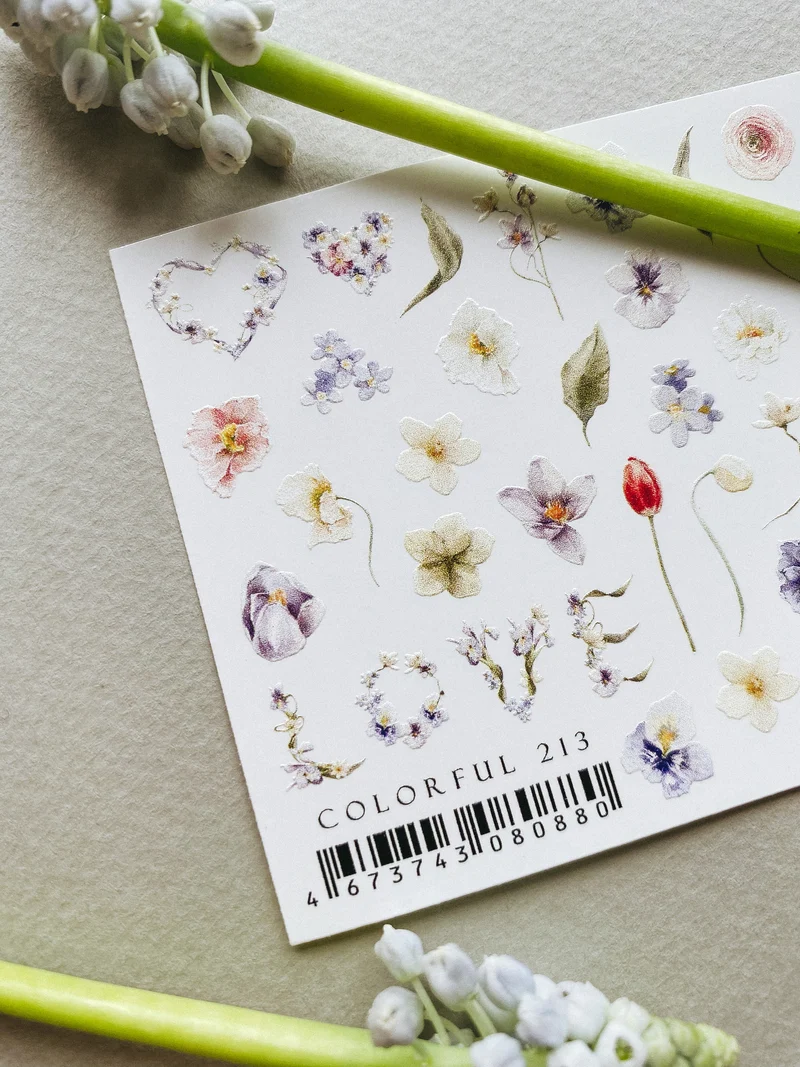 IBDI Flower nail decals / stickers for tropical nails #Colorful 213