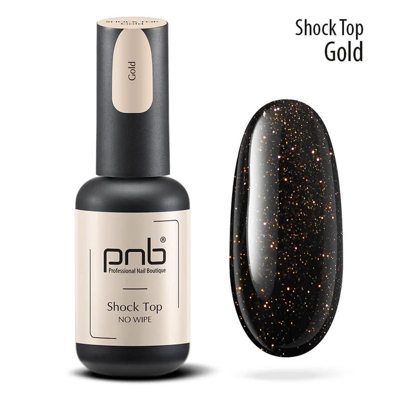 PNB Shock Top coat Gold gel nail polish 8ml