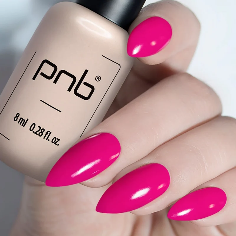 PNB pink coral gel nail polish 144 Bright Fuchsia