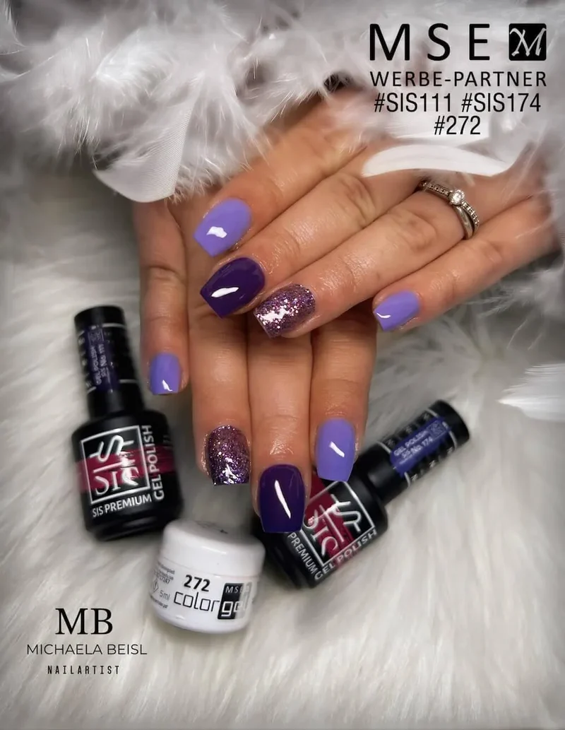 #272 Premium-GLITTER Color Gel 5ml Klares Gel mit Glitter in unterschiedlichen Violetttönen