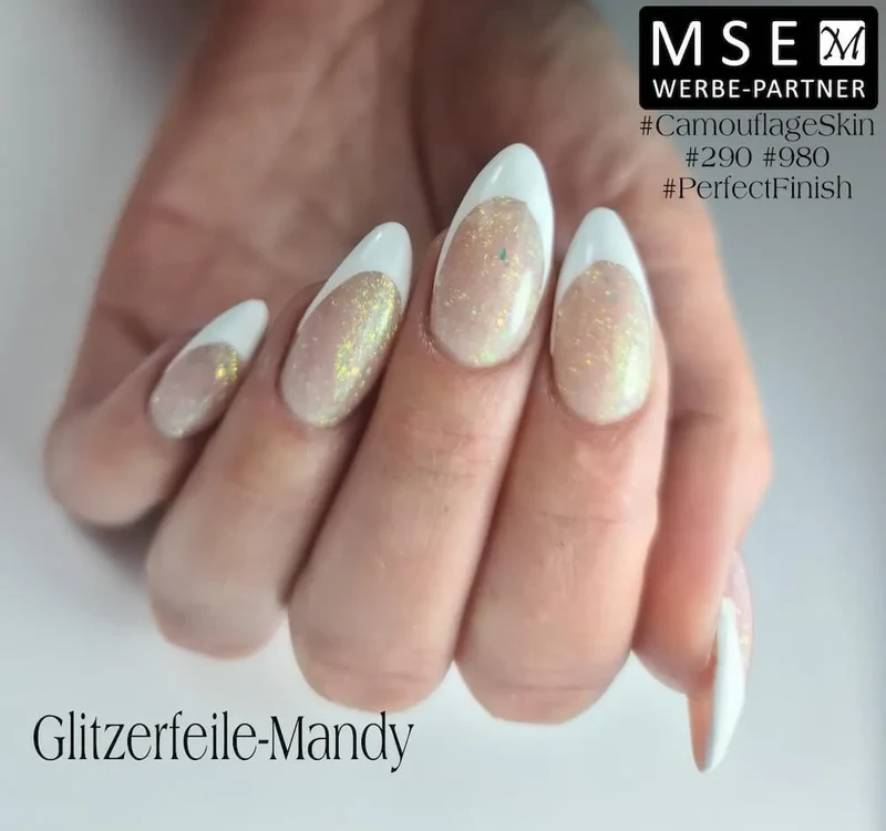 #290 Premium-GLITTER Color Gel 5ml Hochzeitsglitter Weiss + rot-gold-irisierend