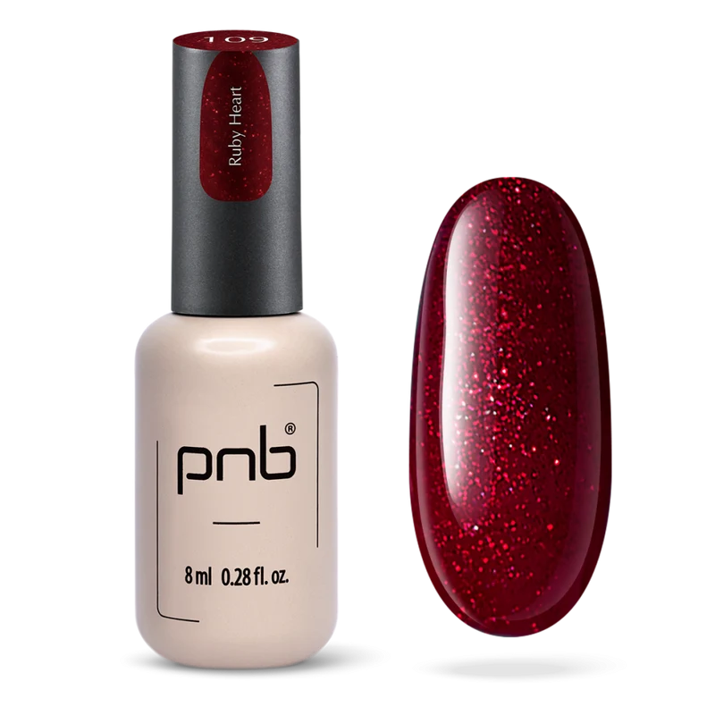 PNB sparkling red gel nail polish 109 Ruby Heart
