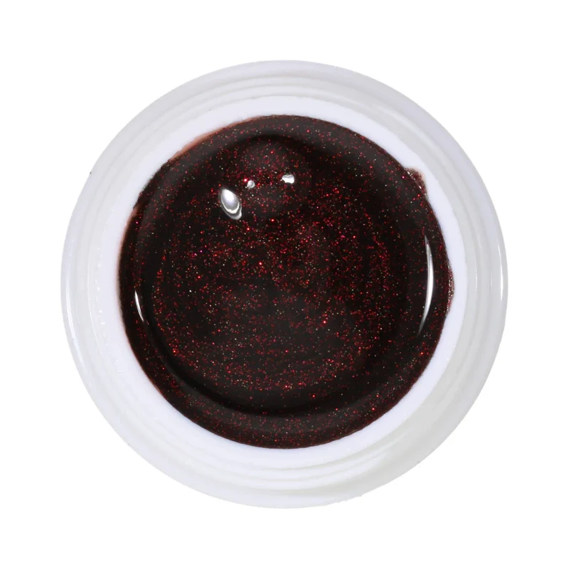 #249 Premium-GLITTER Color Gel 5ml Schwarz mit dunkelrotem Glitter und Gold-Akzenten