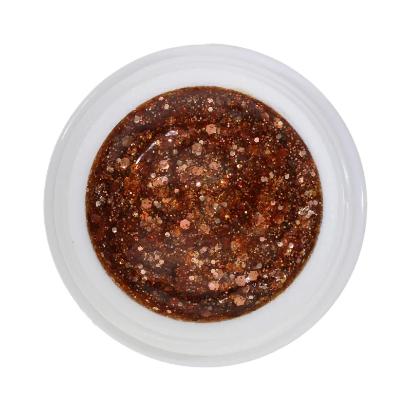 #259 Premium-GLITTER Color Gel 5ml Blassroter Glitter unterstützt durch kupferfarbene Glitterfäden