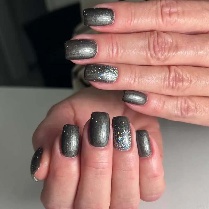 #213 Premium-EFFEKT Color Gel 5ml Dunkles Grau mit grünem Unterton und Glanzeffekten